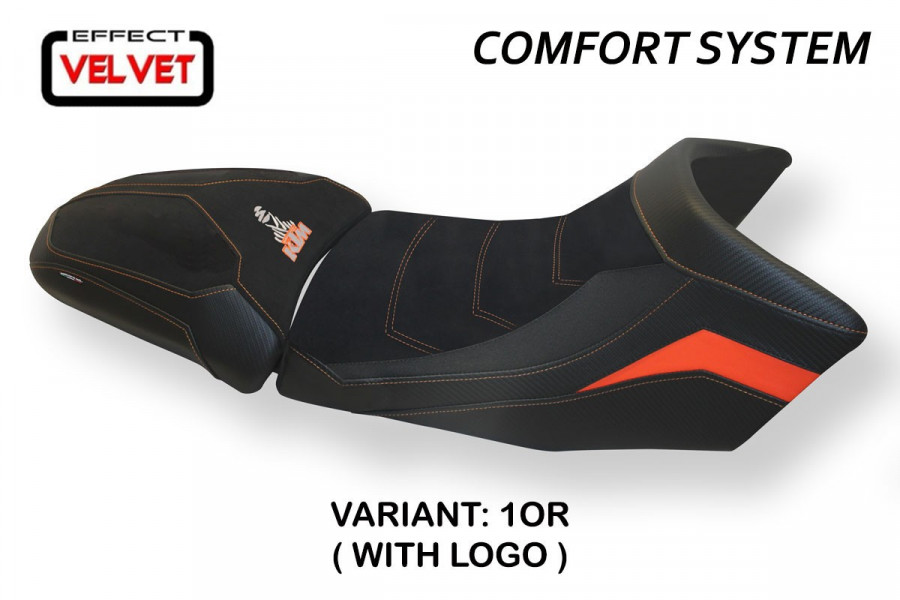 Housse de selle compatible KTM 1290 Super Adventure S-T (15-20) modèle Gaeta velvet comfort system