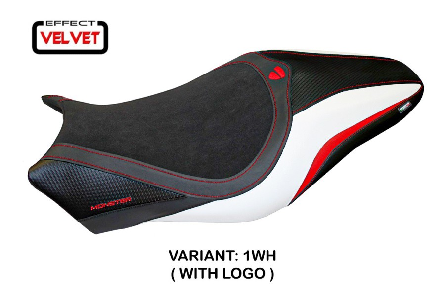 Funda de asiento compatible con Ducati Monster 821/1200 (17-20) modelo de terciopelo Valencia