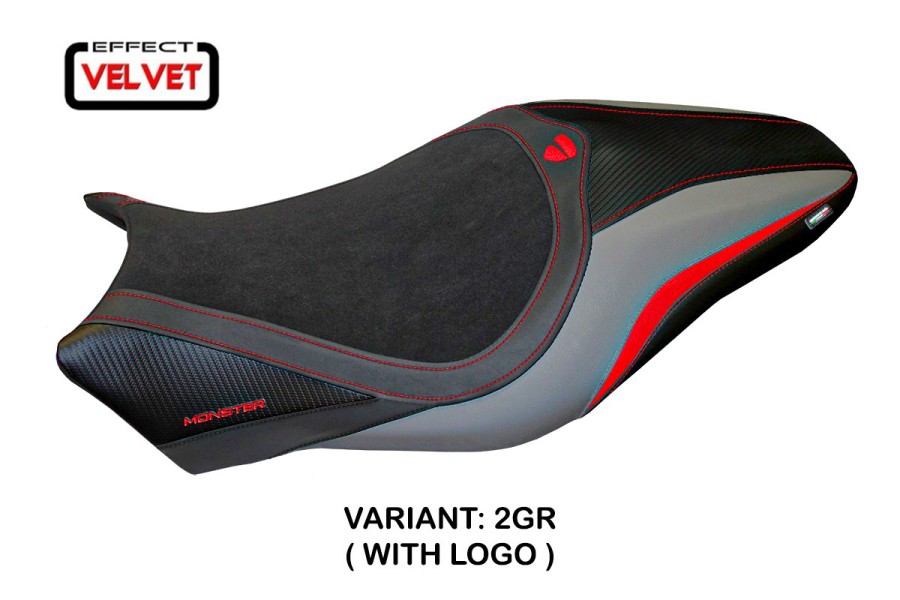 Funda de asiento compatible con Ducati Monster 821/1200 (17-20) modelo de terciopelo Valencia