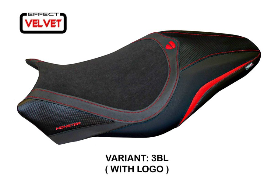 Funda de asiento compatible con Ducati Monster 821/1200 (17-20) modelo de terciopelo Valencia