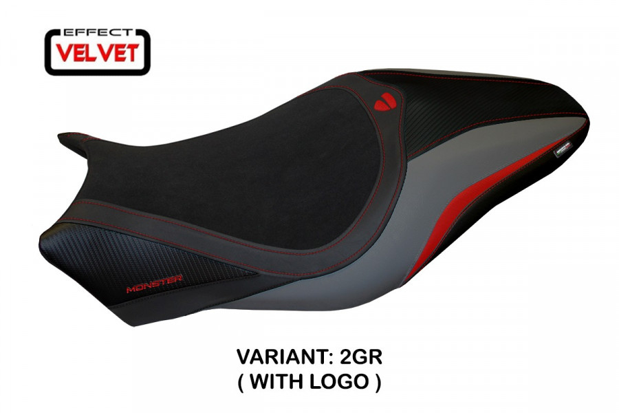 Funda de asiento compatible con Ducati Monster 821/1200 (14-16) modelo Turis terciopelo