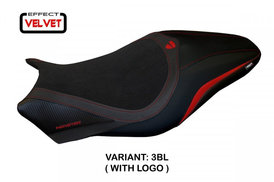 Funda de asiento compatible con Ducati Monster 821/1200 (14-16) modelo Turis terciopelo