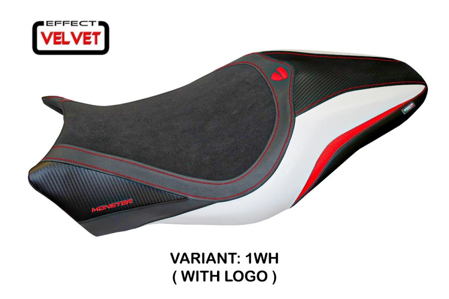 Funda de asiento compatible con Ducati Monster 797 (17-20) modelo Alzira terciopelo