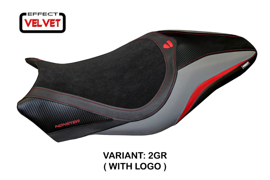 Funda de asiento compatible con Ducati Monster 797 (17-20) modelo Alzira terciopelo