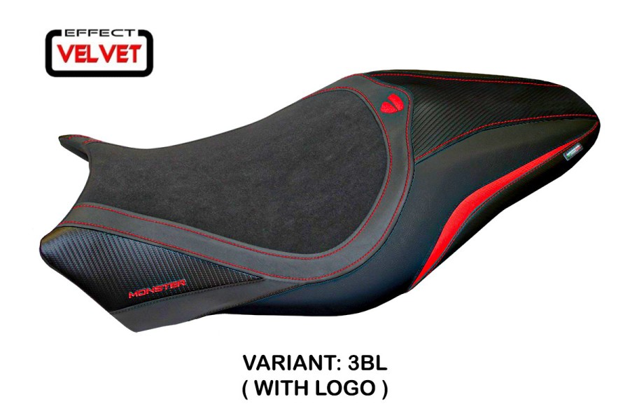 Funda de asiento compatible con Ducati Monster 797 (17-20) modelo Alzira terciopelo