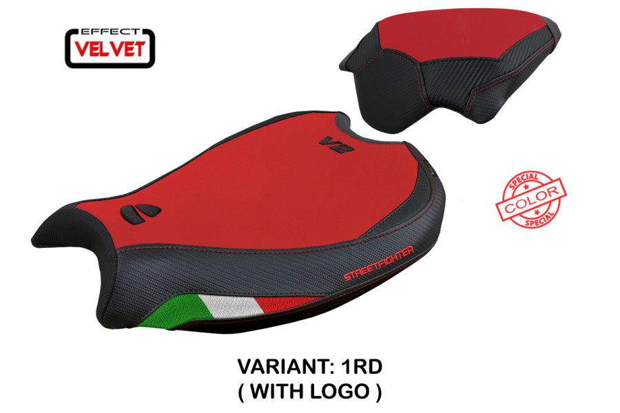 Funda de asiento compatible con Ducati Streetfighter V2 (2022) modelo Mina terciopelo