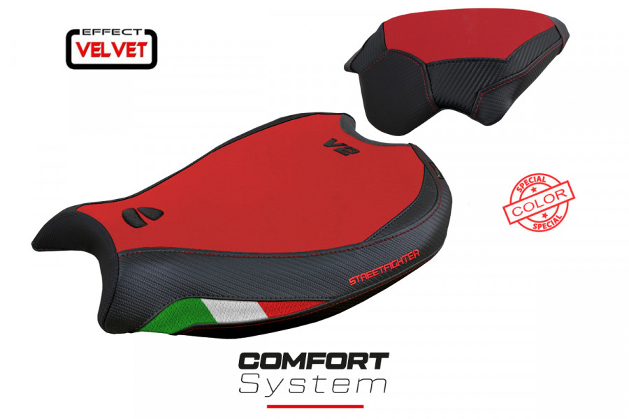 Funda de asiento compatible con Ducati Streetfighter V2 (2022) modelo Mina velvet comfort system