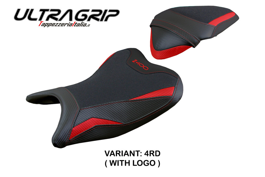 Housse de selle compatible avec Kawasaki Z 400 (18-23) modèle Aragona ultragrip