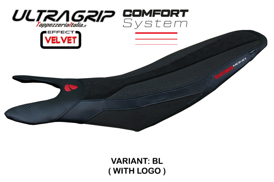 Housse de selle compatible Ducati Hypermotard 698 Mono (2024) modèle Cairoli velvet ultragrip comfort system