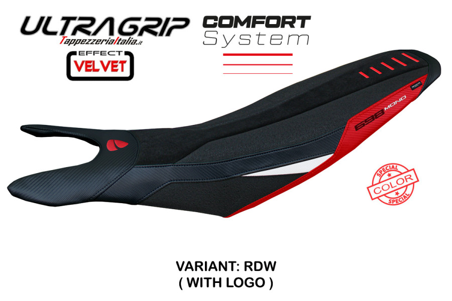 Housse de selle compatible Ducati Hypermotard 698 Mono (2024) modèle Cairoli special color velvet ultragrip comfort system