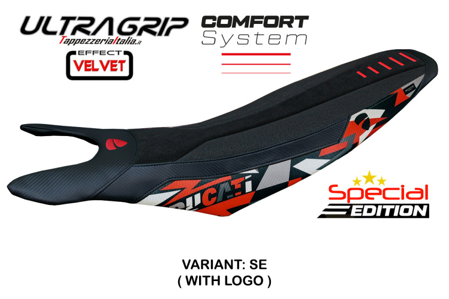 Housse de selle compatible Ducati Hypermotard 698 Mono (2024) modèle Cairoli special color velvet ultragrip comfort system