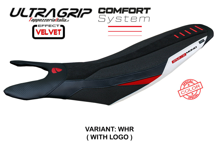 Housse de selle compatible Ducati Hypermotard 698 Mono (2024) modèle Cairoli special color velvet ultragrip comfort system