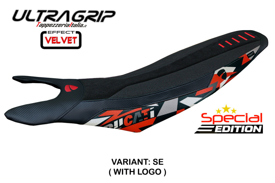 Housse de selle compatible Ducati Hypermotard 698 Mono (2024) modèle Cairoli special color velvet ultragrip