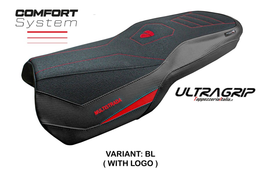 Housse de selle compatible Ducati Multistrada V4 selle entière unique (21-24) modèle Lula ultragrip comfort system