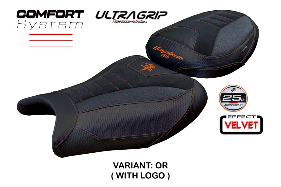 Funda de asiento compatible Suzuki GSX R 1300 Hayabusa (21-25) modelo Denia velvet ultragrip comfort system