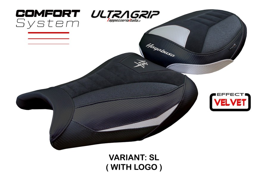 Funda de asiento compatible Suzuki GSX R 1300 Hayabusa (21-25) modelo Denia velvet ultragrip comfort system