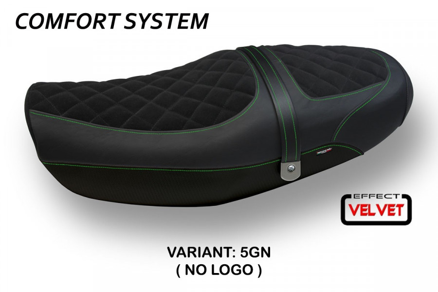 Seat cover compatible Kawasaki Z 900 RS (18-22) Natal Total Black velvet comfort system model