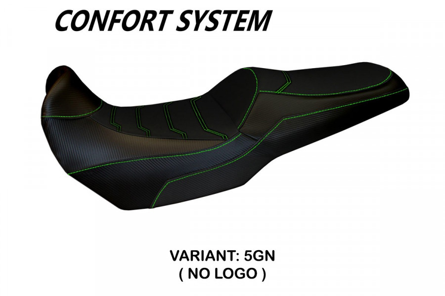 Funda de asiento compatible Kawasaki Versys 1000 (11-18) modelo Lampedusa Total Black comfort system