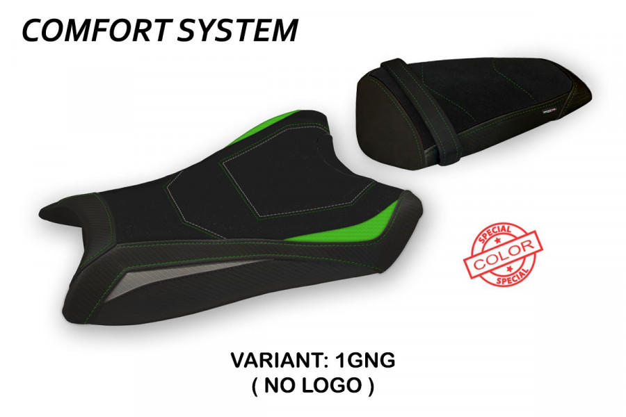 Funda de asiento compatible Kawasaki Ninja ZX 10 R (11-15) modelo Ca Mau special color comfort system